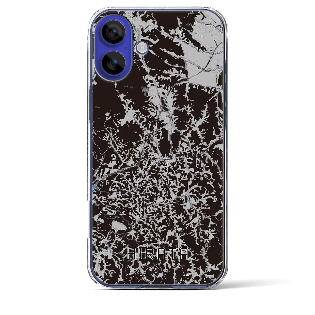 【平田(福島県)】地図柄iPhoneケース(クリアタイプ)モノトーン・iPhone 16 Pro Max 用