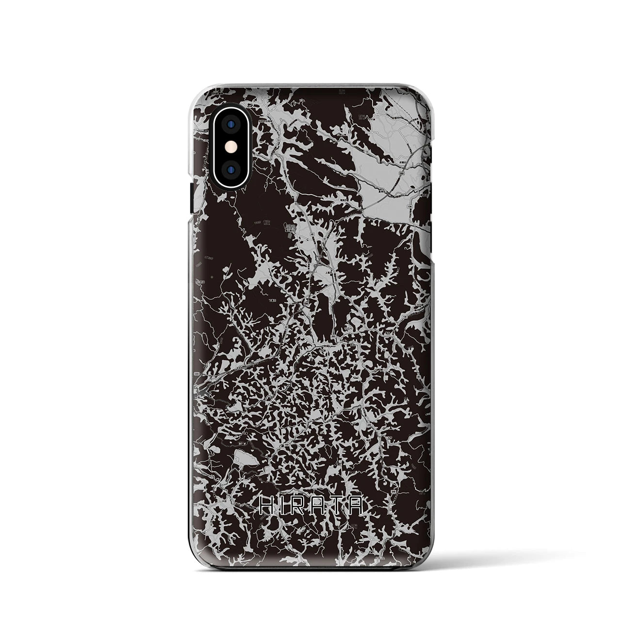 【平田(福島県)】地図柄iPhoneケース(クリアタイプ)モノトーン・iPhone XS / X 用