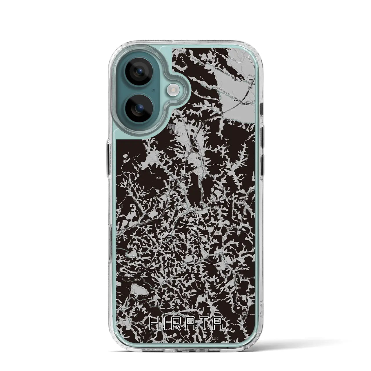 【平田(福島県)】地図柄iPhoneケース(MagSafeタイプ)モノトーン・iPhone 16 Pro 用