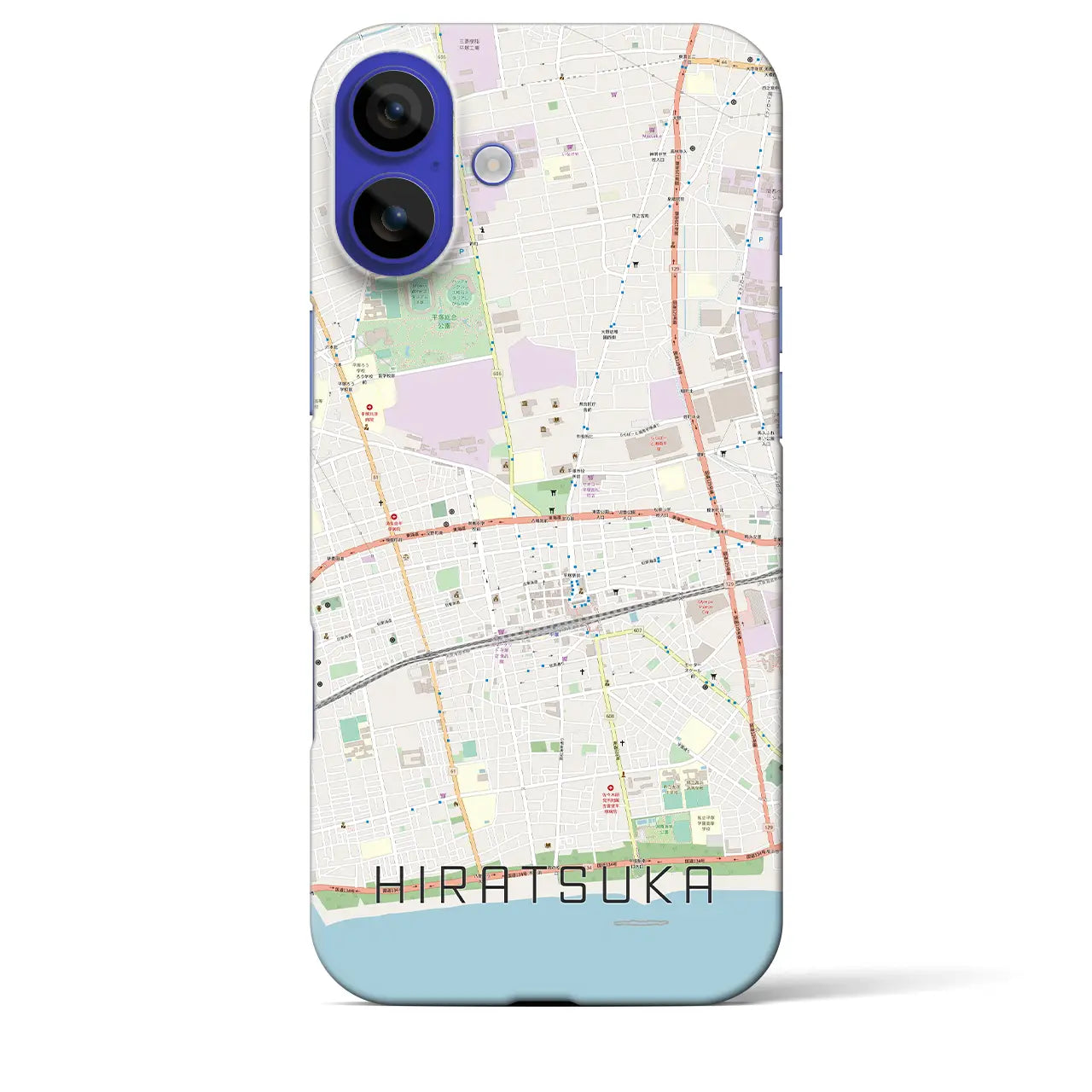 【平塚(神奈川県)】地図柄iPhoneケース(バックカバータイプ)ナチュラル・iPhone 16 Pro Max 用