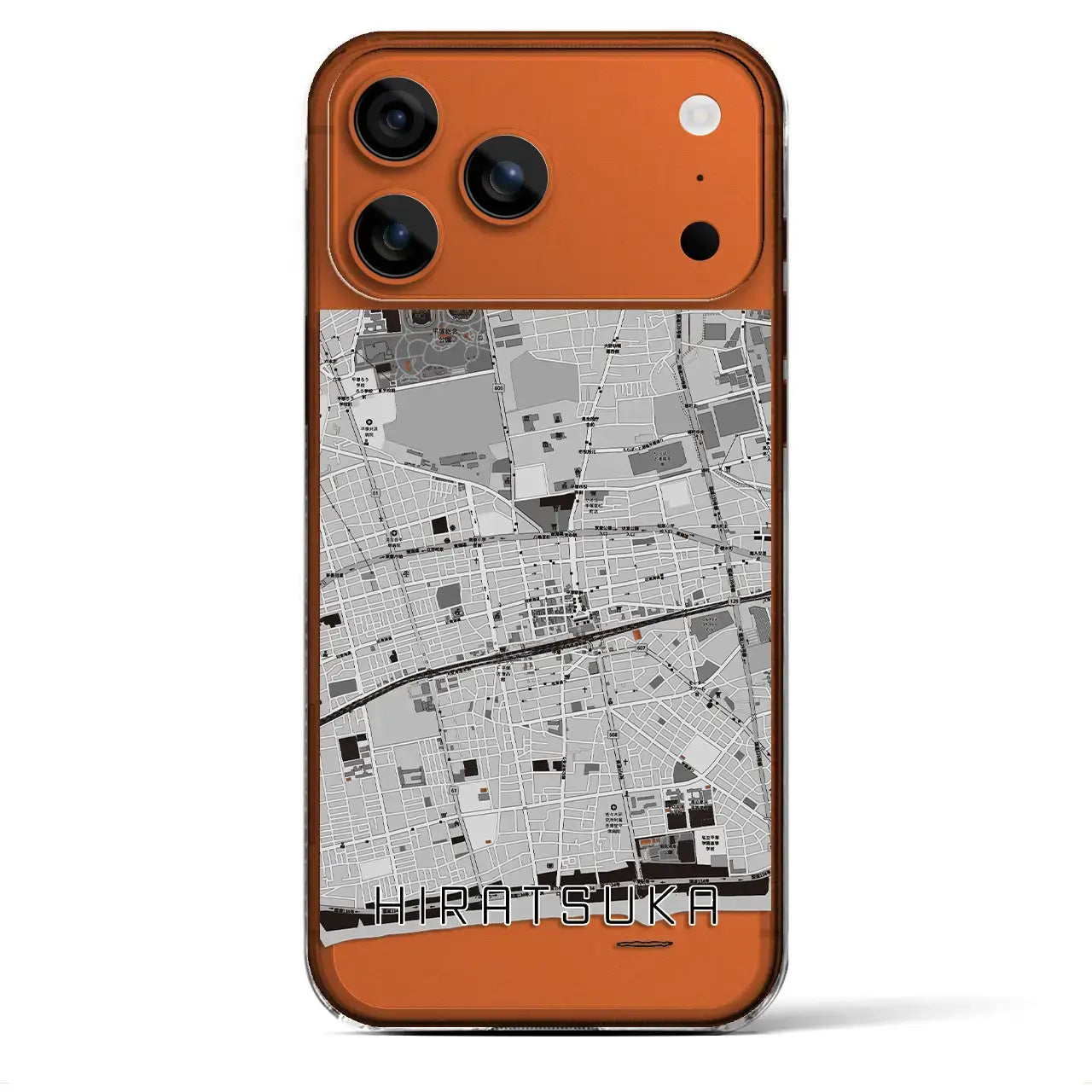 【平塚(神奈川県)】地図柄iPhoneケース(クリアタイプ)モノトーン・iPhone 17 Pro Max 用