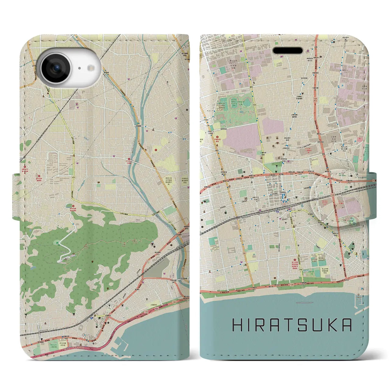 【平塚(神奈川県)】地図柄iPhoneケース(手帳タイプ)