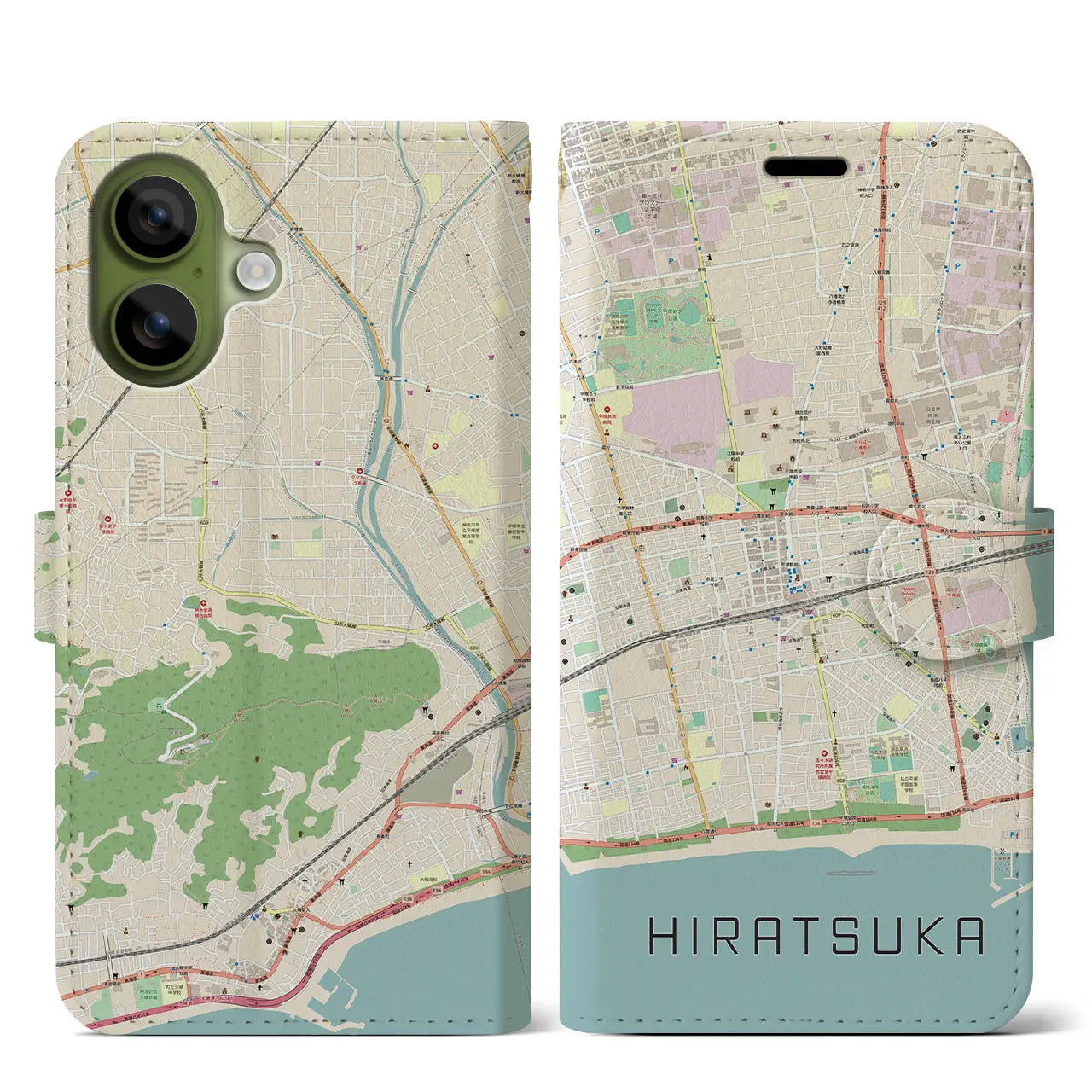 【平塚(神奈川県)】地図柄iPhoneケース(手帳タイプ)