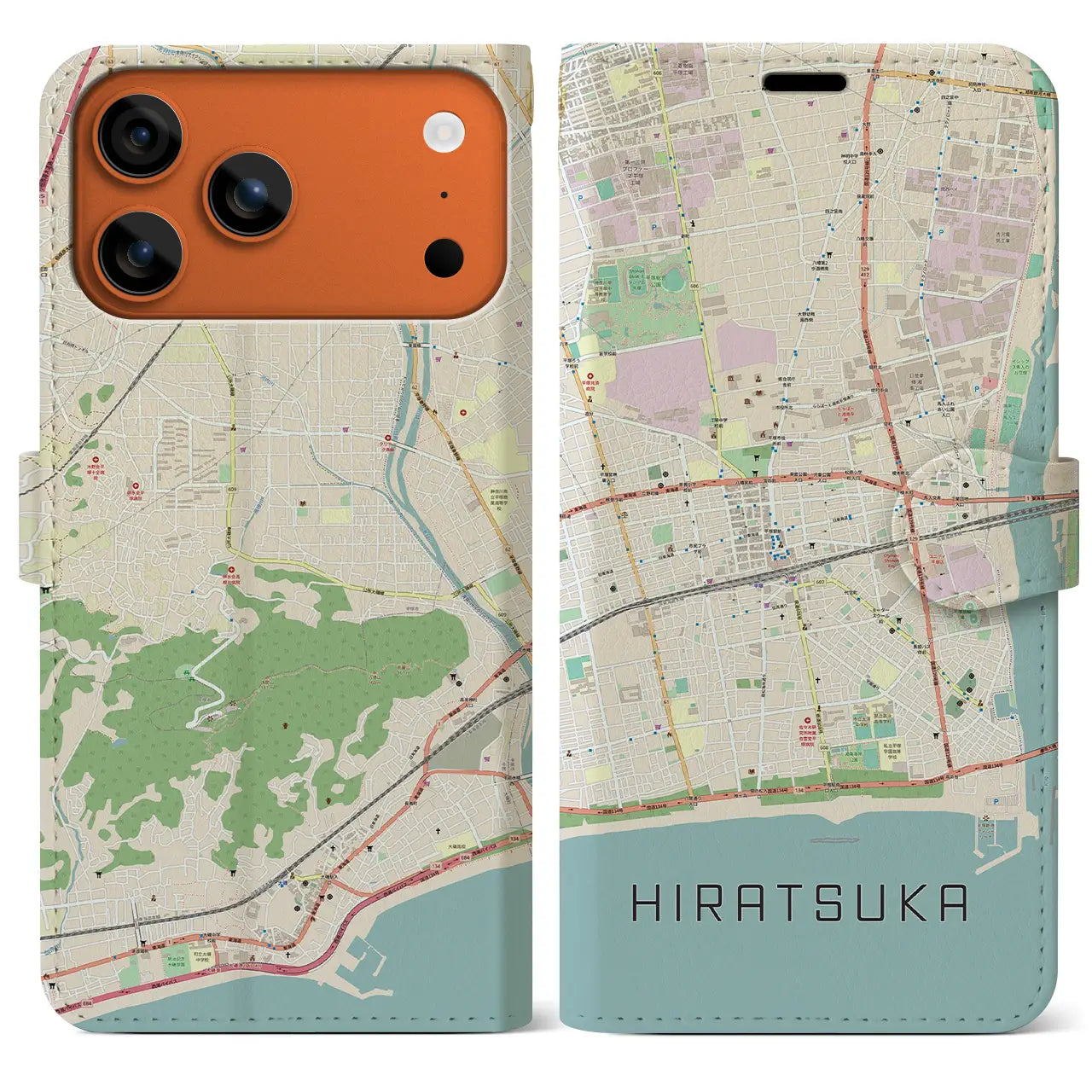 【平塚(神奈川県)】地図柄iPhoneケース(手帳タイプ)