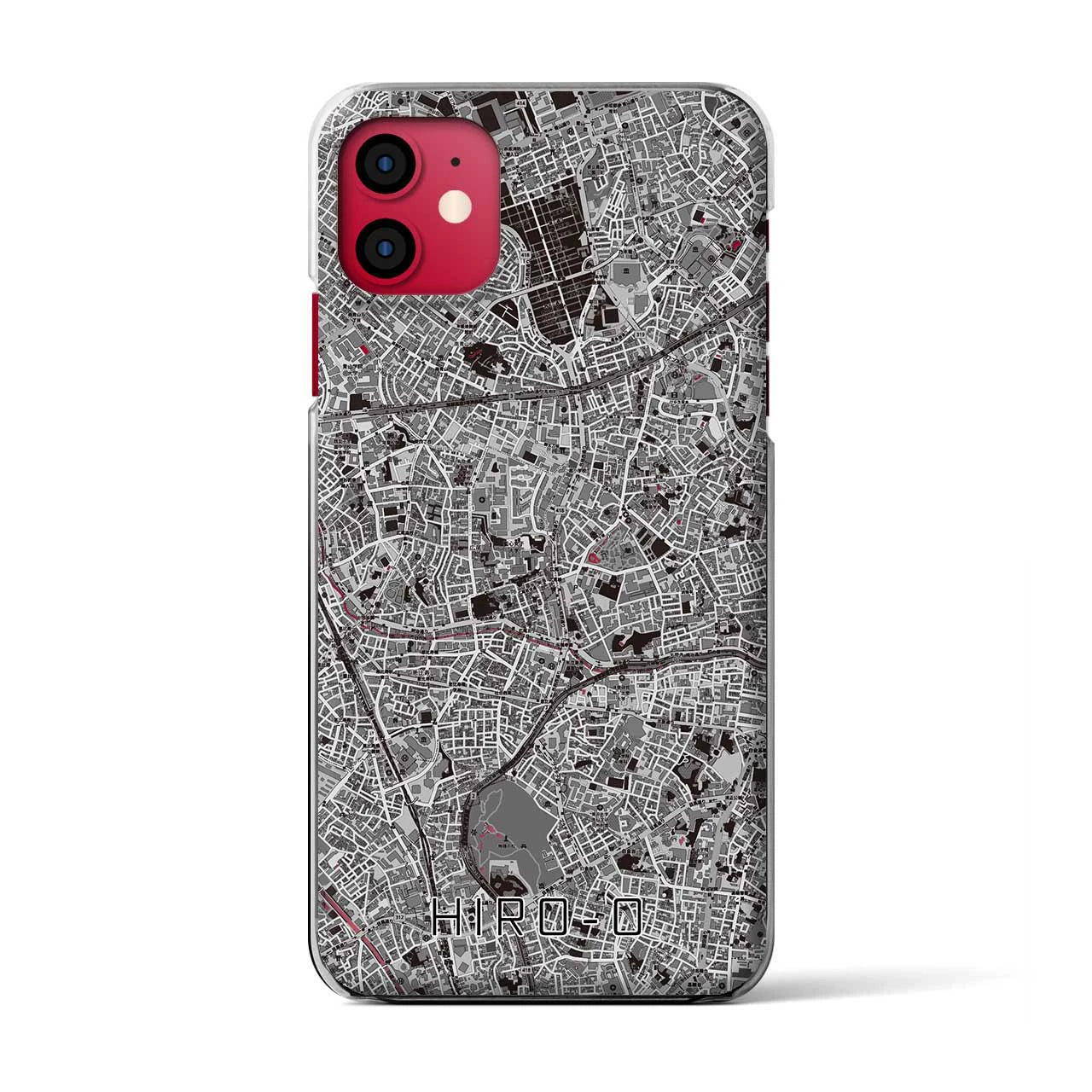【広尾(東京都)】地図柄iPhoneケース(クリアタイプ)モノトーン・iPhone 11 用