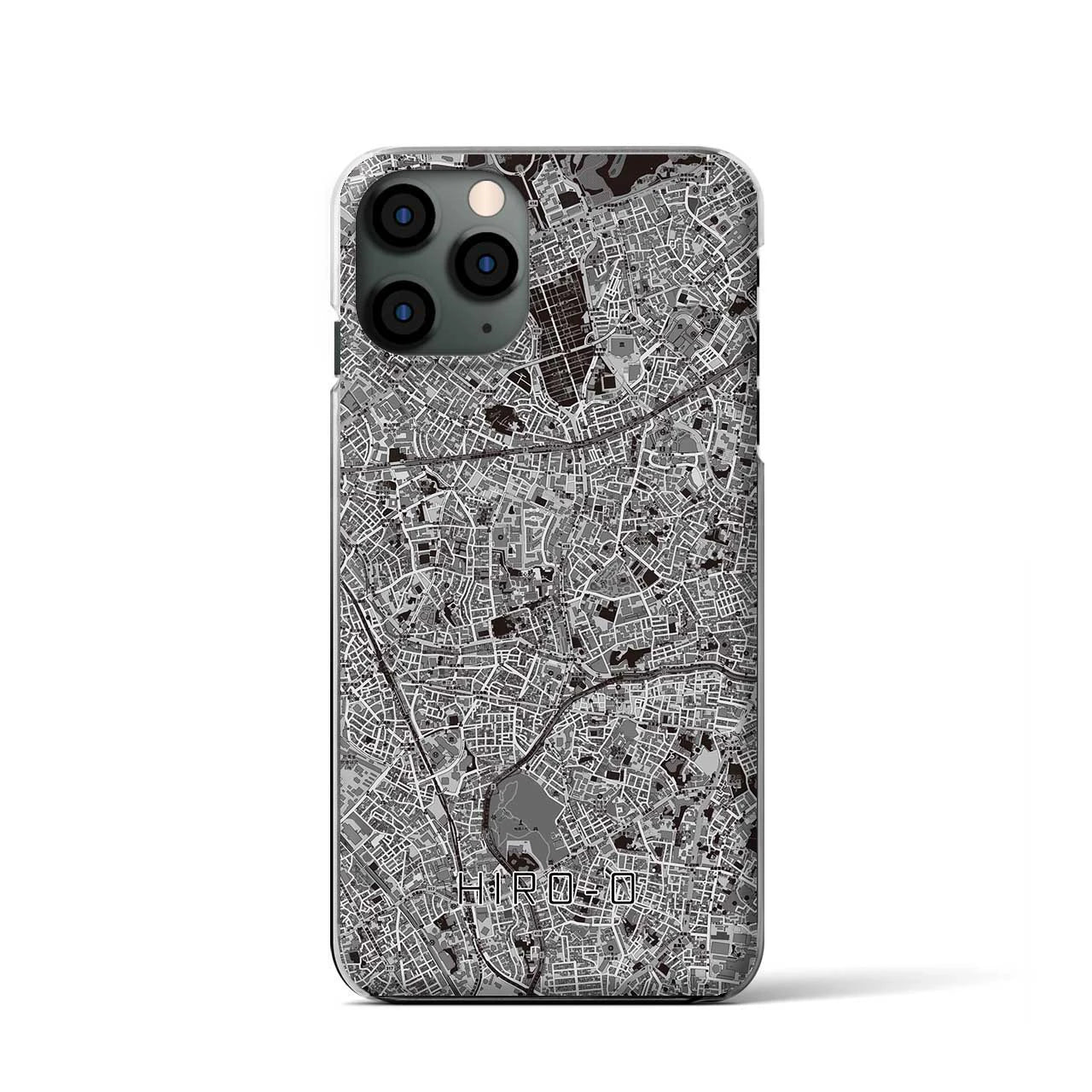 【広尾(東京都)】地図柄iPhoneケース(クリアタイプ)モノトーン・iPhone 11 Pro 用