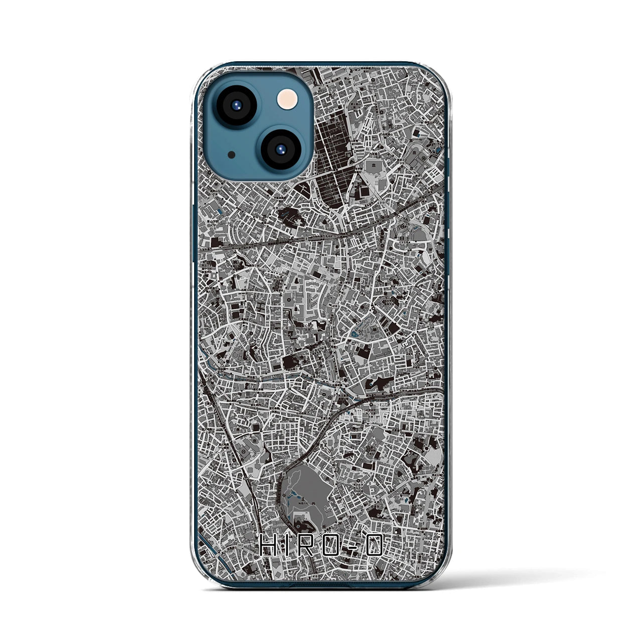 【広尾(東京都)】地図柄iPhoneケース(クリアタイプ)モノトーン・iPhone 13 用