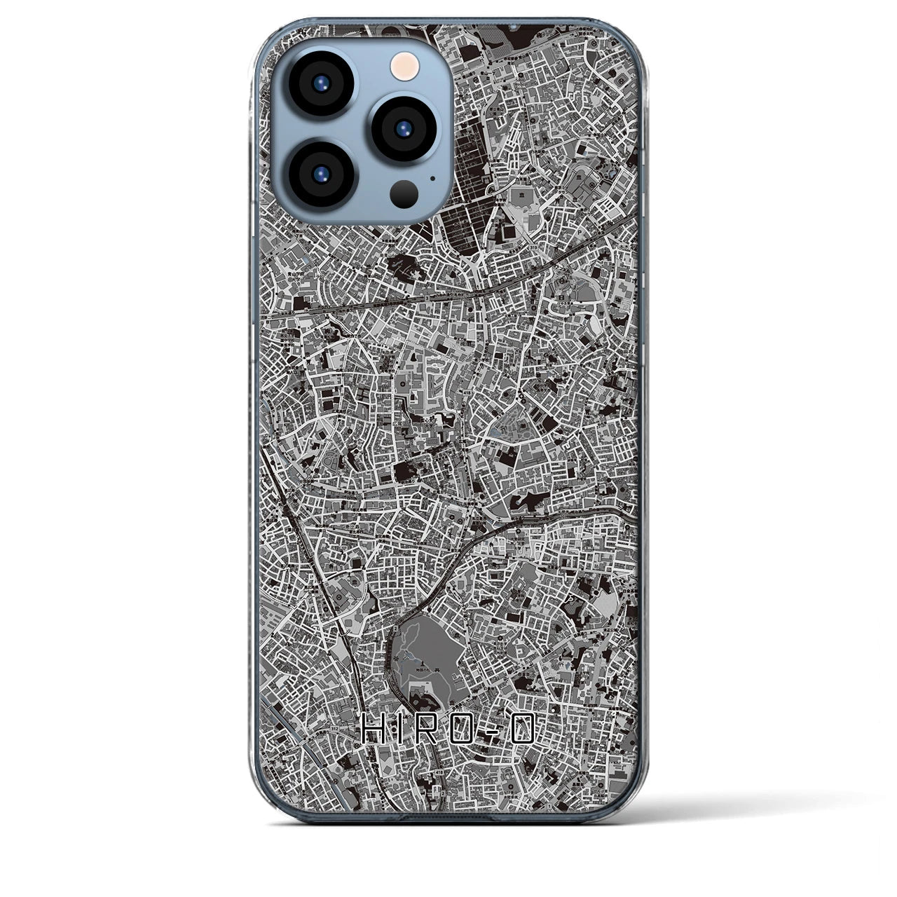 【広尾(東京都)】地図柄iPhoneケース(クリアタイプ)モノトーン・iPhone 13 Pro Max 用