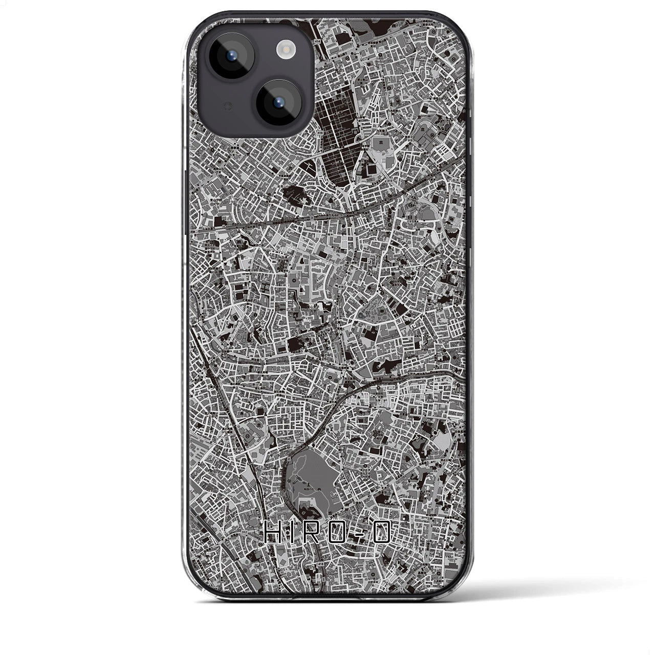 【広尾(東京都)】地図柄iPhoneケース(クリアタイプ)モノトーン・iPhone 14 Plus 用