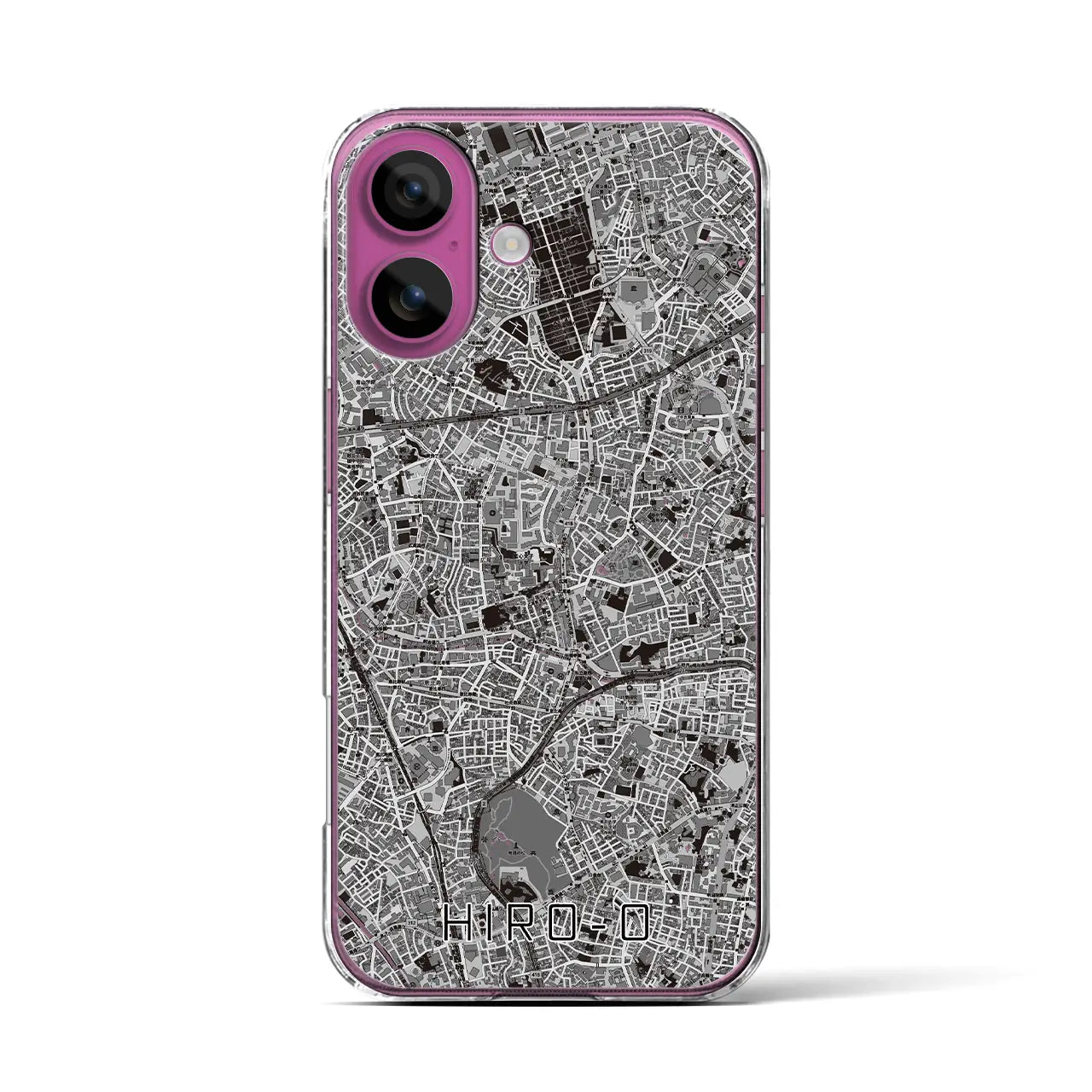【広尾(東京都)】地図柄iPhoneケース(クリアタイプ)モノトーン・iPhone 16 Pro 用