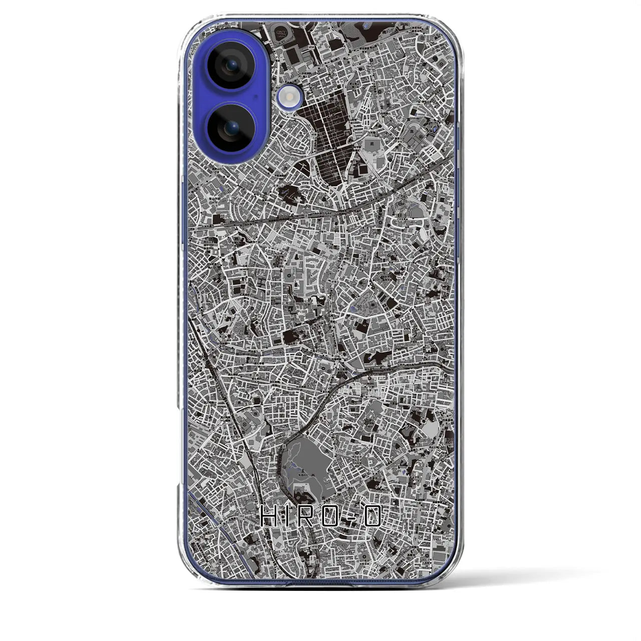 【広尾(東京都)】地図柄iPhoneケース(クリアタイプ)モノトーン・iPhone 16 Pro Max 用