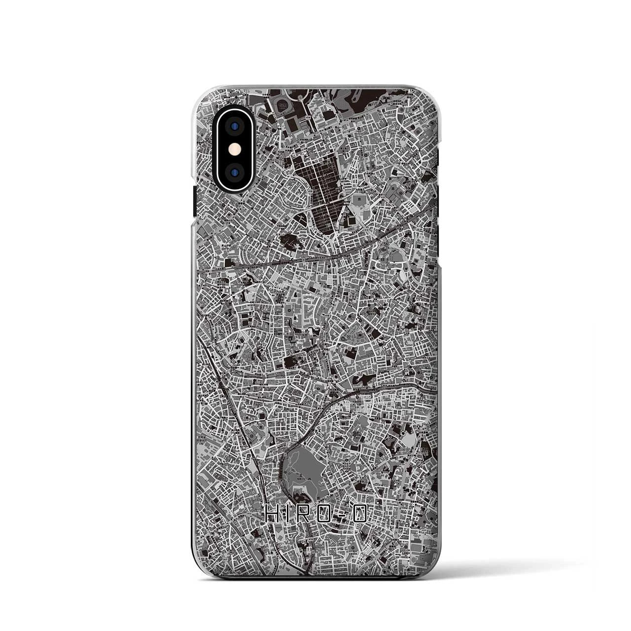 【広尾(東京都)】地図柄iPhoneケース(クリアタイプ)モノトーン・iPhone XS / X 用