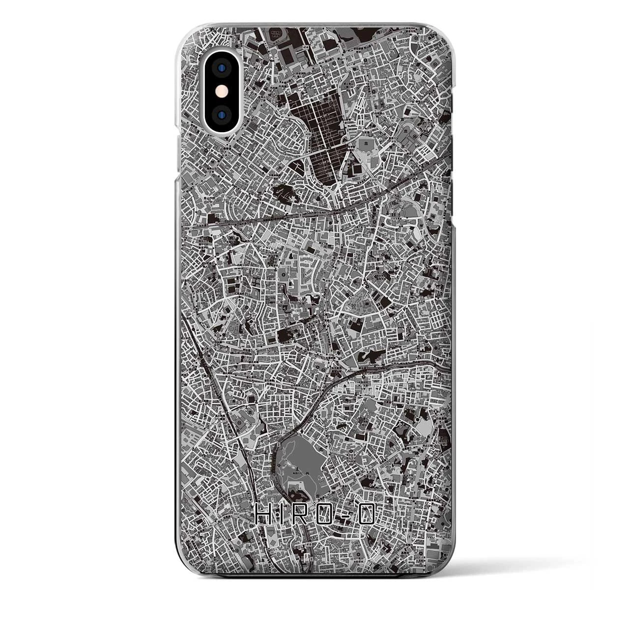 【広尾(東京都)】地図柄iPhoneケース(クリアタイプ)モノトーン・iPhone XS Max 用