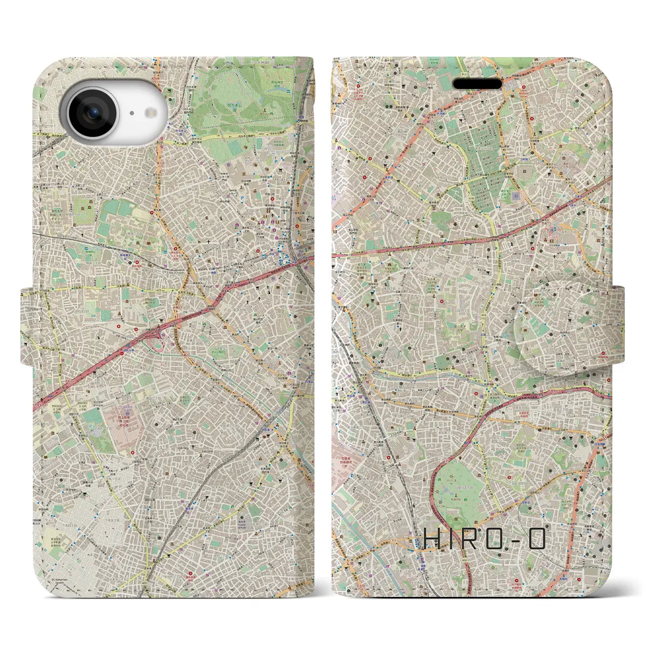 【広尾(東京都)】地図柄iPhoneケース(手帳タイプ)