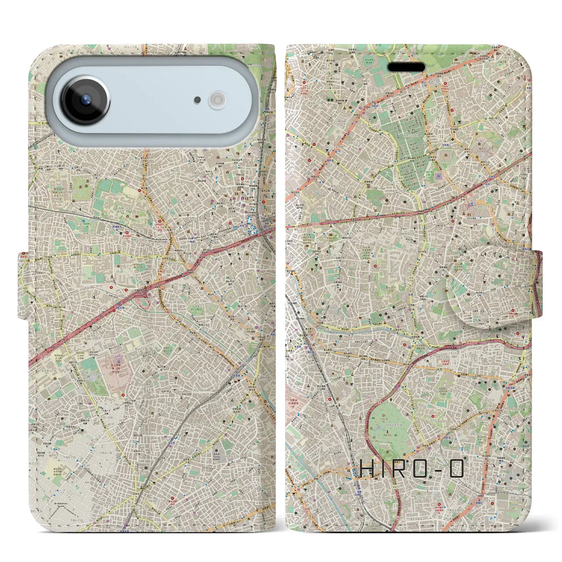 【広尾(東京都)】地図柄iPhoneケース(手帳タイプ)ナチュラル・iPhone 17 Pro Max 用
