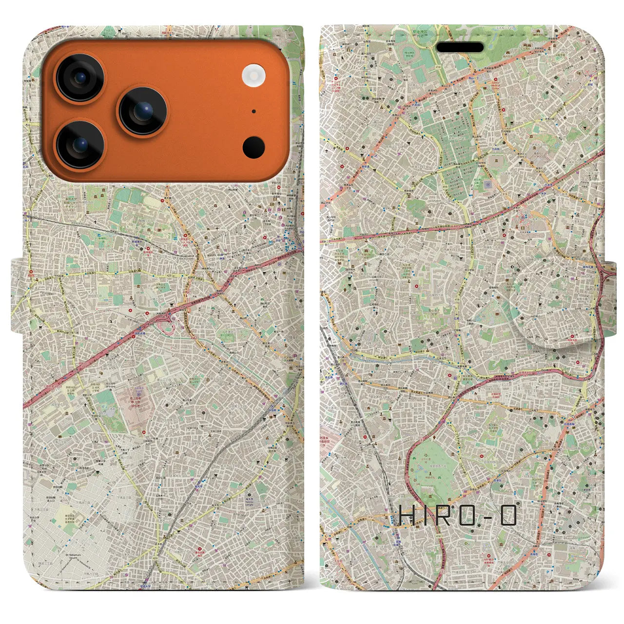 【広尾(東京都)】地図柄iPhoneケース(手帳タイプ)