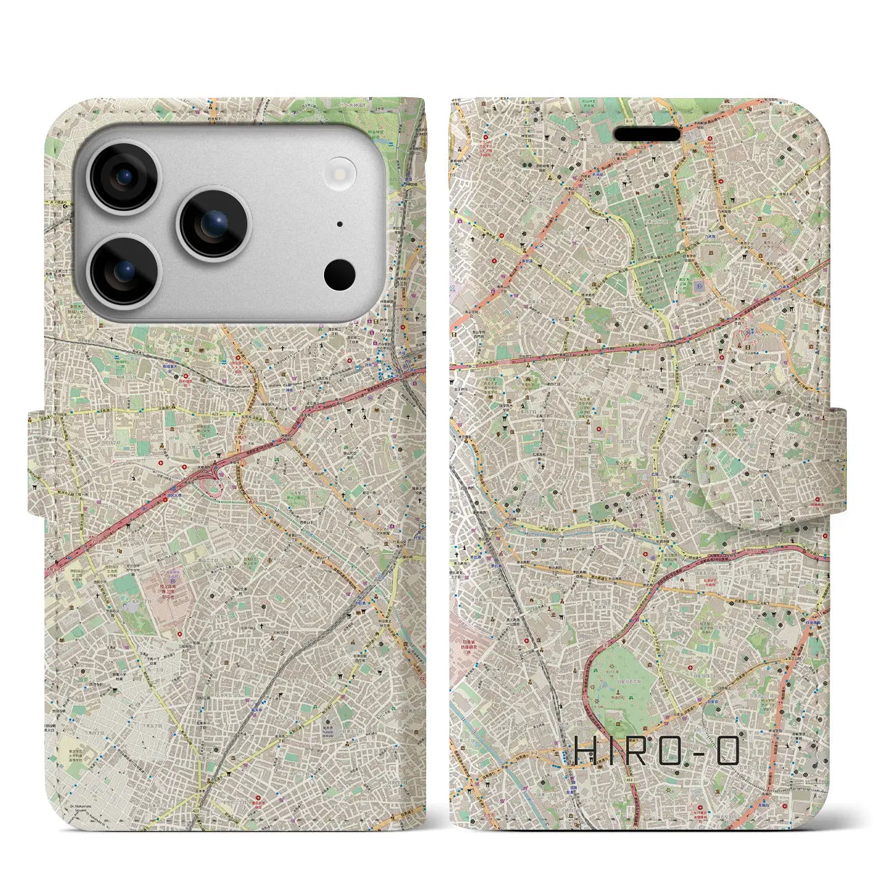【広尾(東京都)】地図柄iPhoneケース(手帳タイプ)
