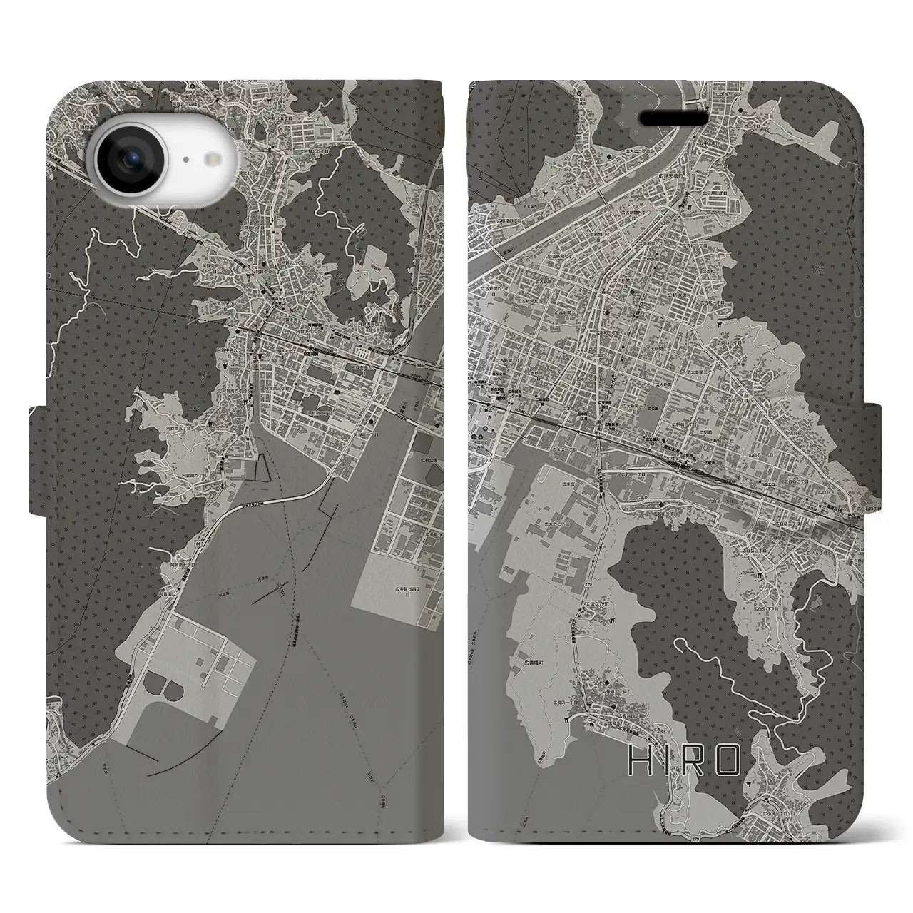 【広(広島県)】地図柄iPhoneケース(手帳タイプ)