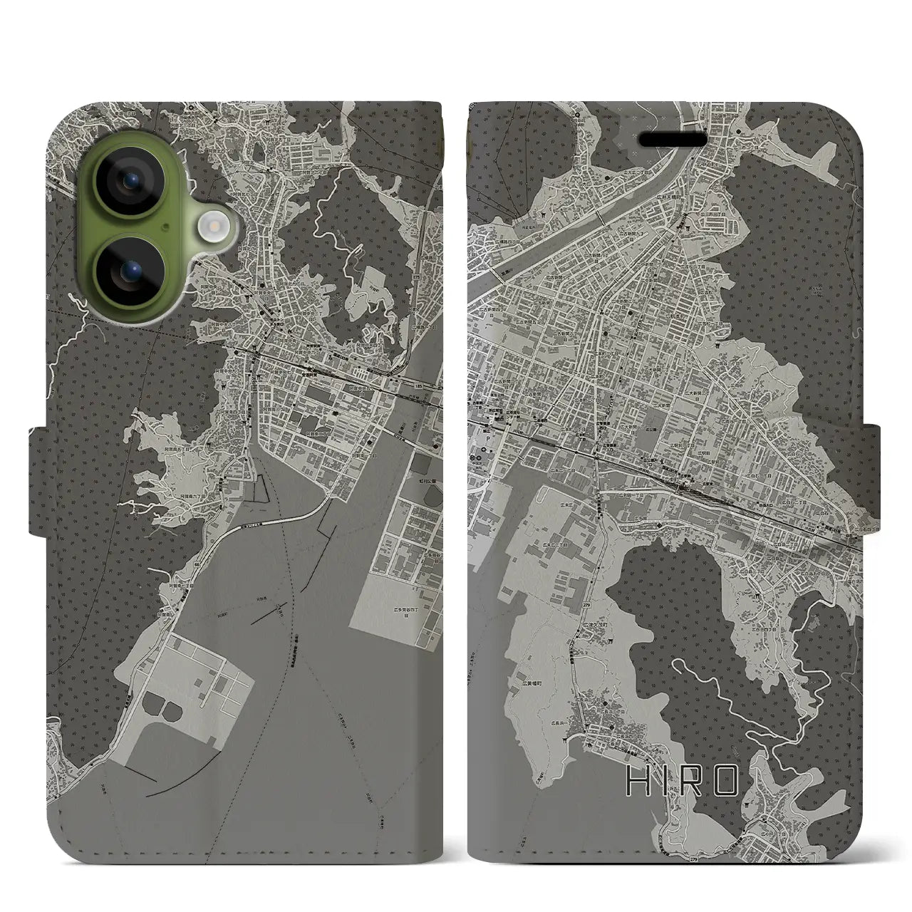 【広(広島県)】地図柄iPhoneケース(手帳タイプ)