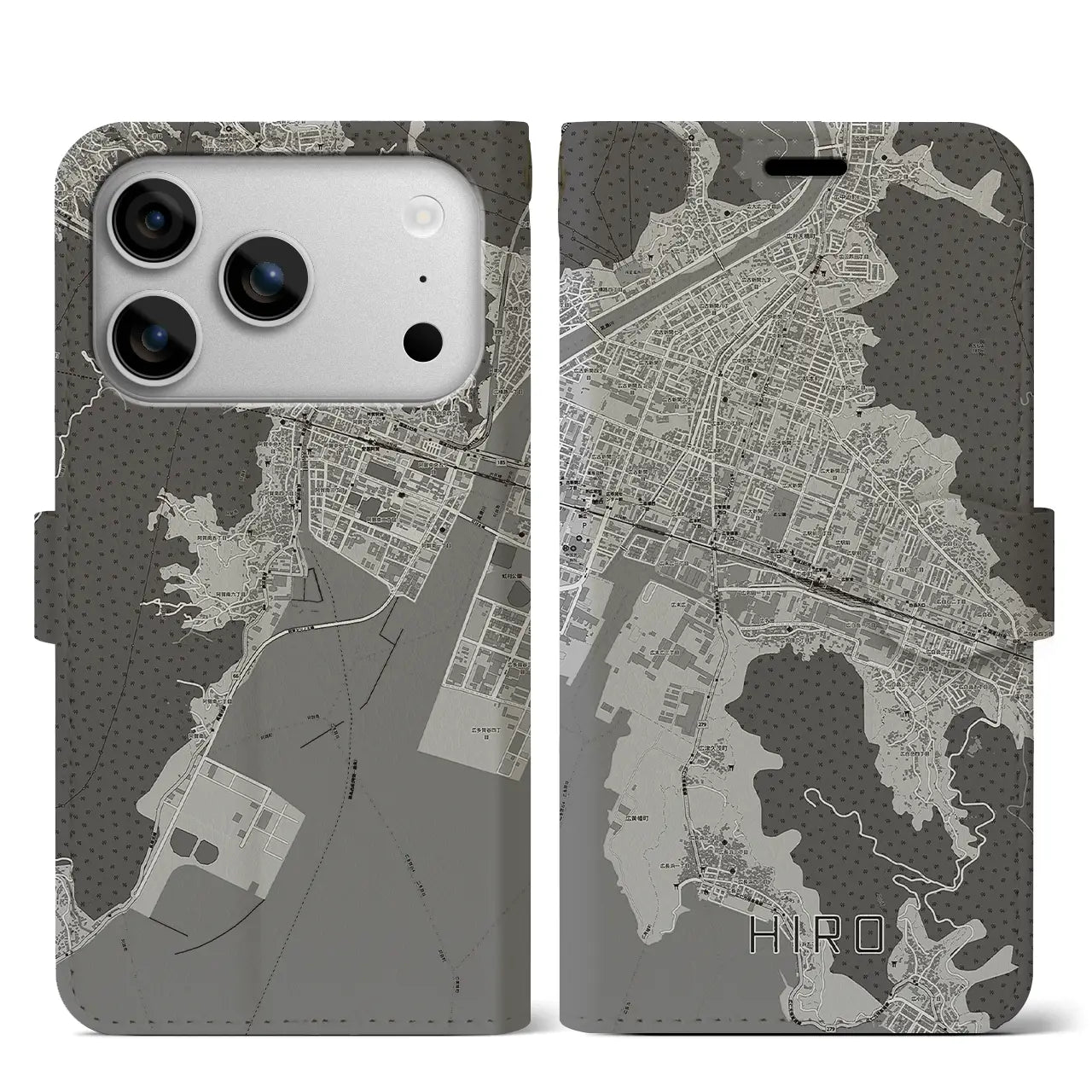 【広(広島県)】地図柄iPhoneケース(手帳タイプ)