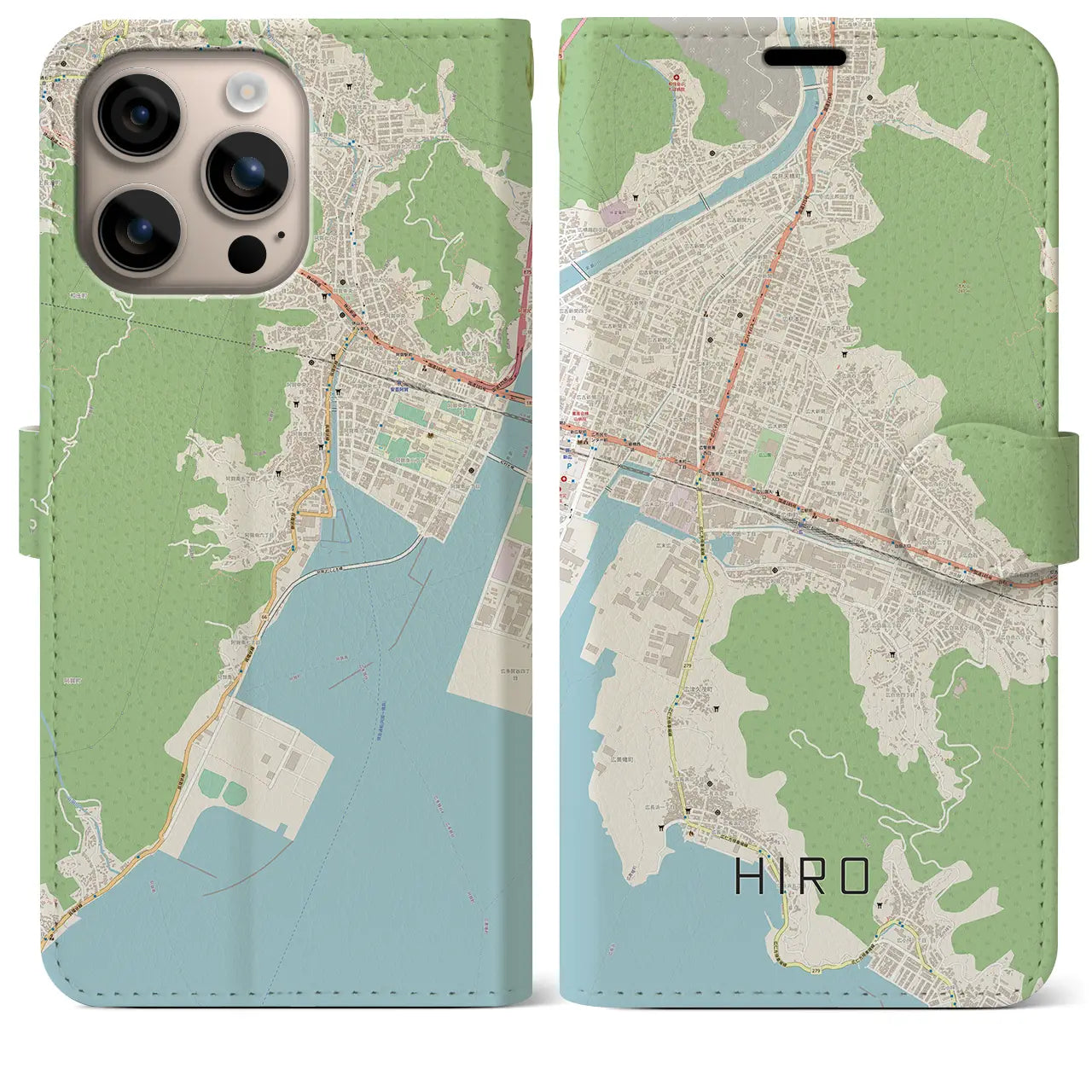 【広(広島県)】地図柄iPhoneケース(手帳タイプ)ナチュラル・iPhone 16 Plus 用