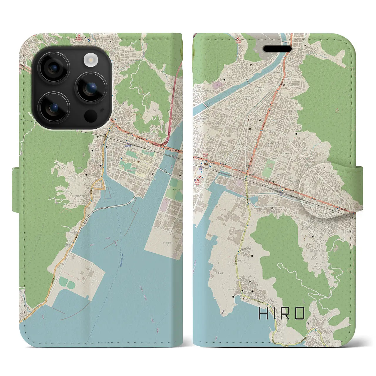 【広(広島県)】地図柄iPhoneケース(手帳タイプ)ナチュラル・iPhone 16 用