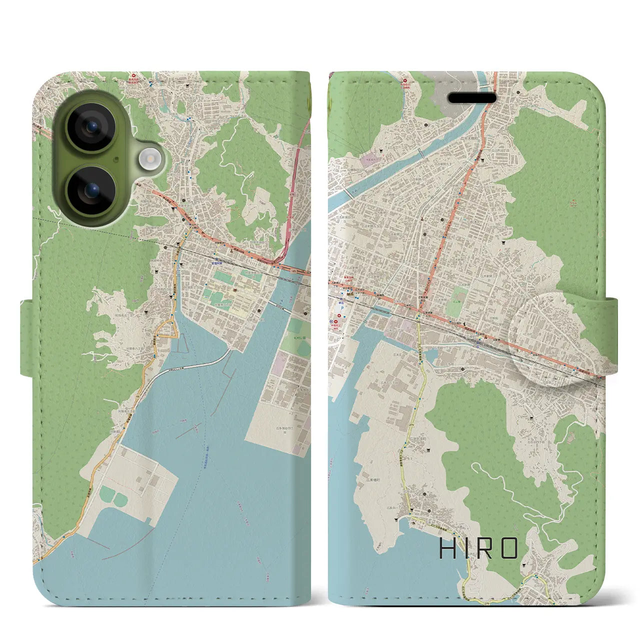 【広(広島県)】地図柄iPhoneケース(手帳タイプ)