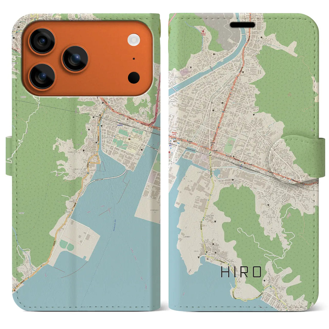 【広(広島県)】地図柄iPhoneケース(手帳タイプ)ナチュラル・iPhone 17 Pro Max 用