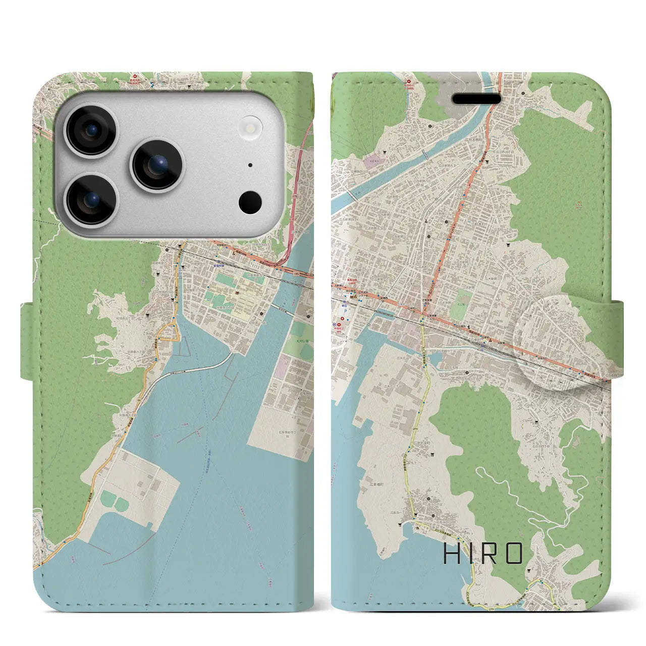 【広(広島県)】地図柄iPhoneケース(手帳タイプ)モノトーン・iPhone 17 Pro Max 用