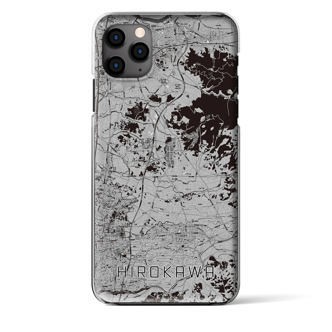 【広川(福岡県)】地図柄iPhoneケース(クリアタイプ)モノトーン・iPhone 11 Pro Max 用