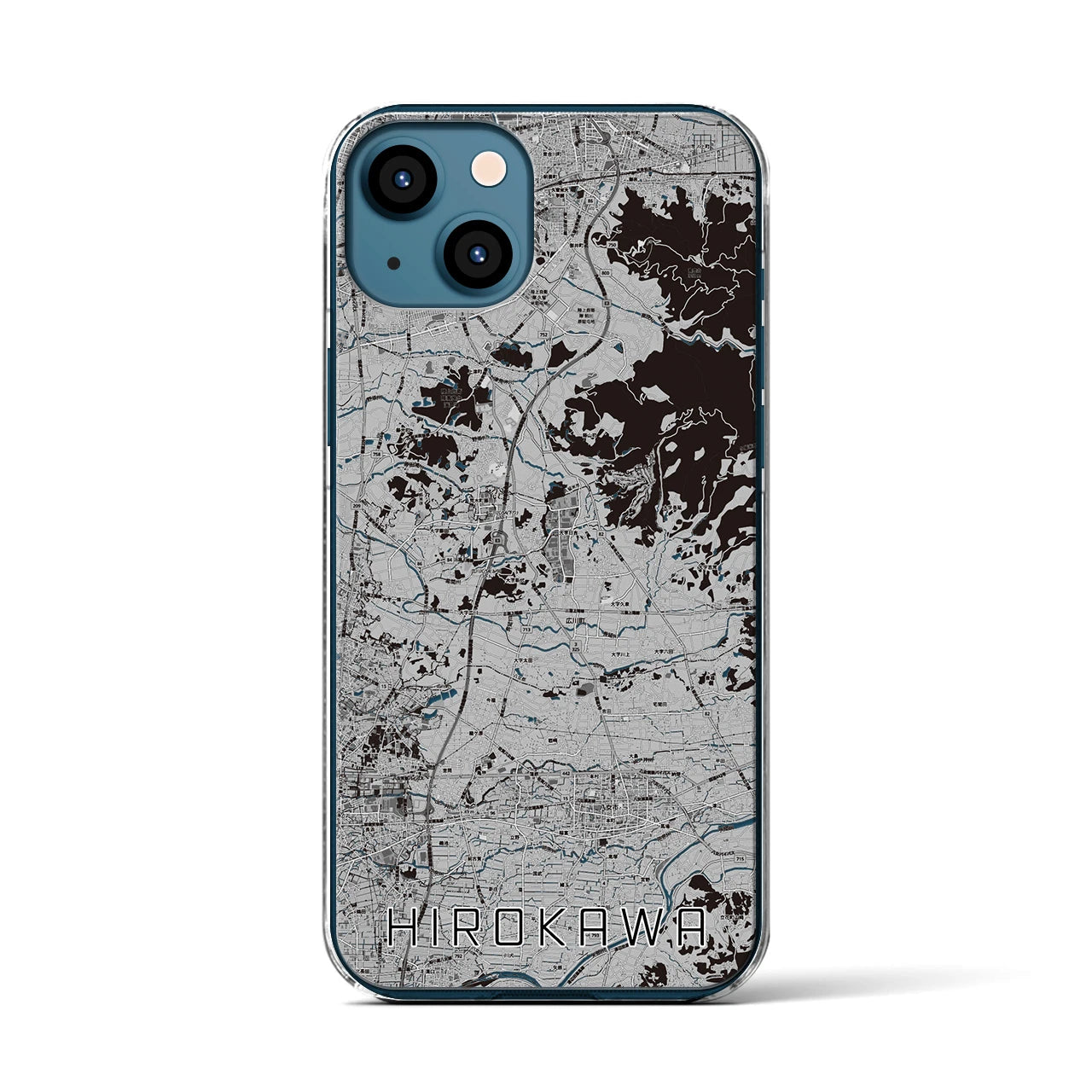 【広川(福岡県)】地図柄iPhoneケース(クリアタイプ)モノトーン・iPhone 13 用