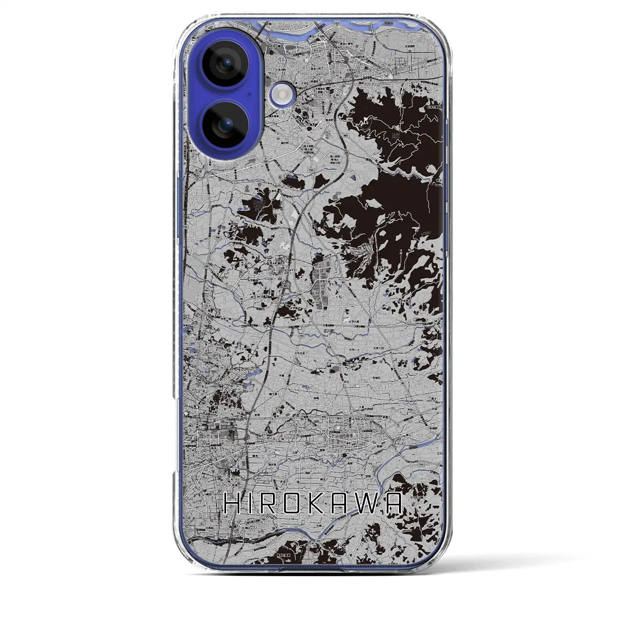 【広川(福岡県)】地図柄iPhoneケース(クリアタイプ)モノトーン・iPhone 16 Pro Max 用