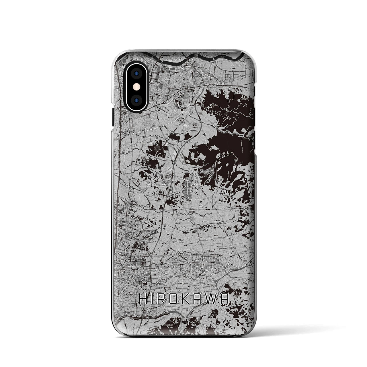 【広川(福岡県)】地図柄iPhoneケース(クリアタイプ)モノトーン・iPhone XS / X 用