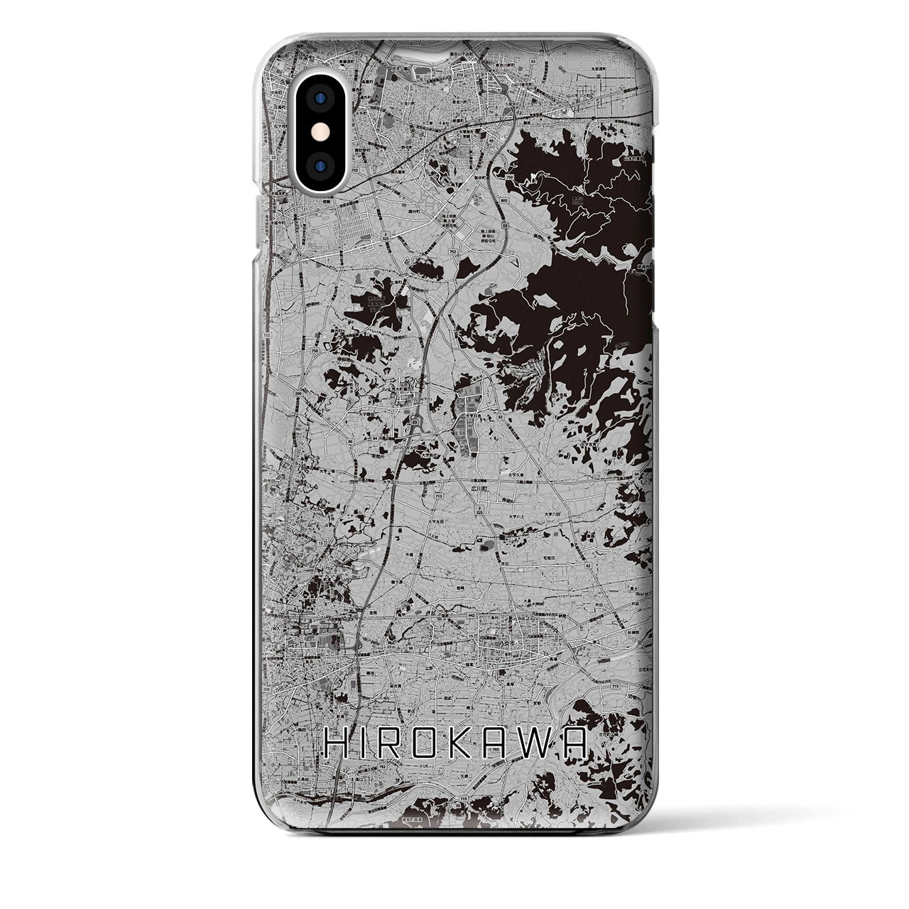 【広川(福岡県)】地図柄iPhoneケース(クリアタイプ)モノトーン・iPhone XS Max 用