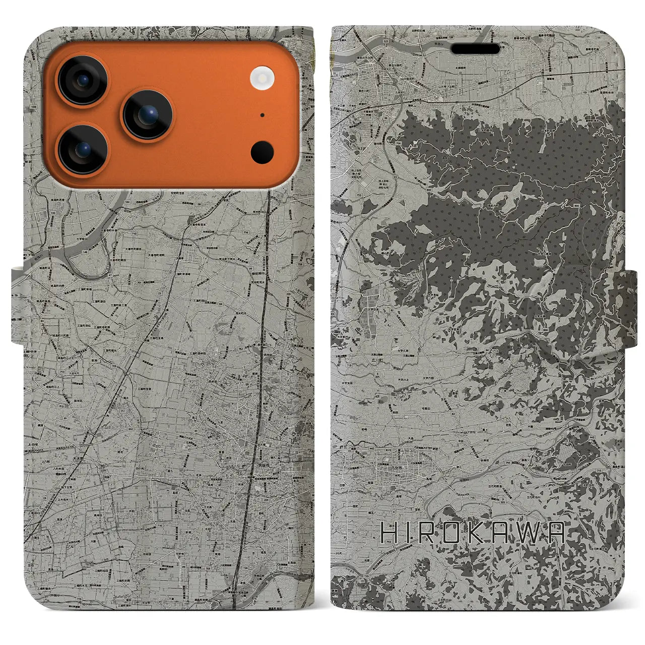 【広川(福岡県)】地図柄iPhoneケース(手帳タイプ)