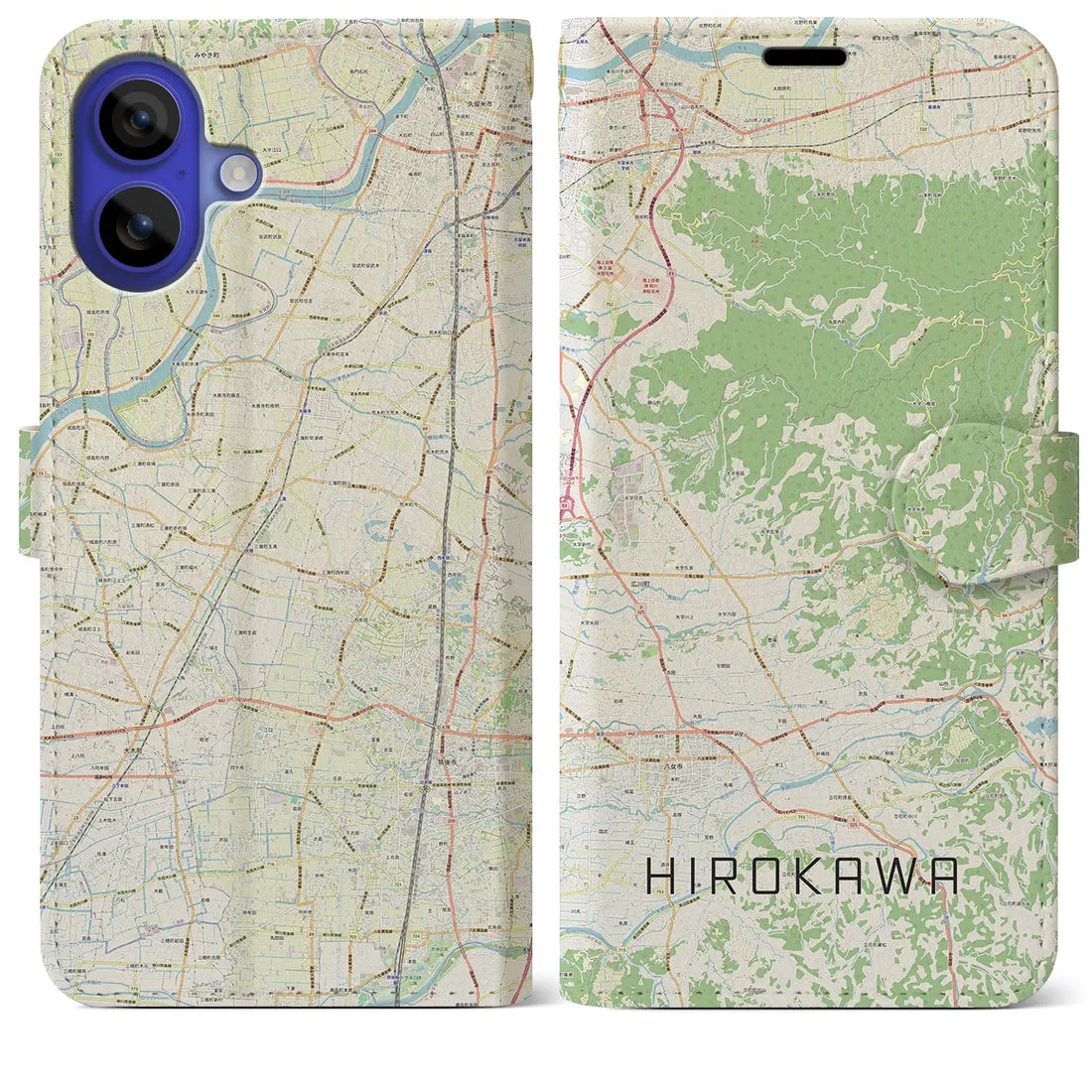 【広川(福岡県)】地図柄iPhoneケース(手帳タイプ)ナチュラル・iPhone 16 Pro Max 用