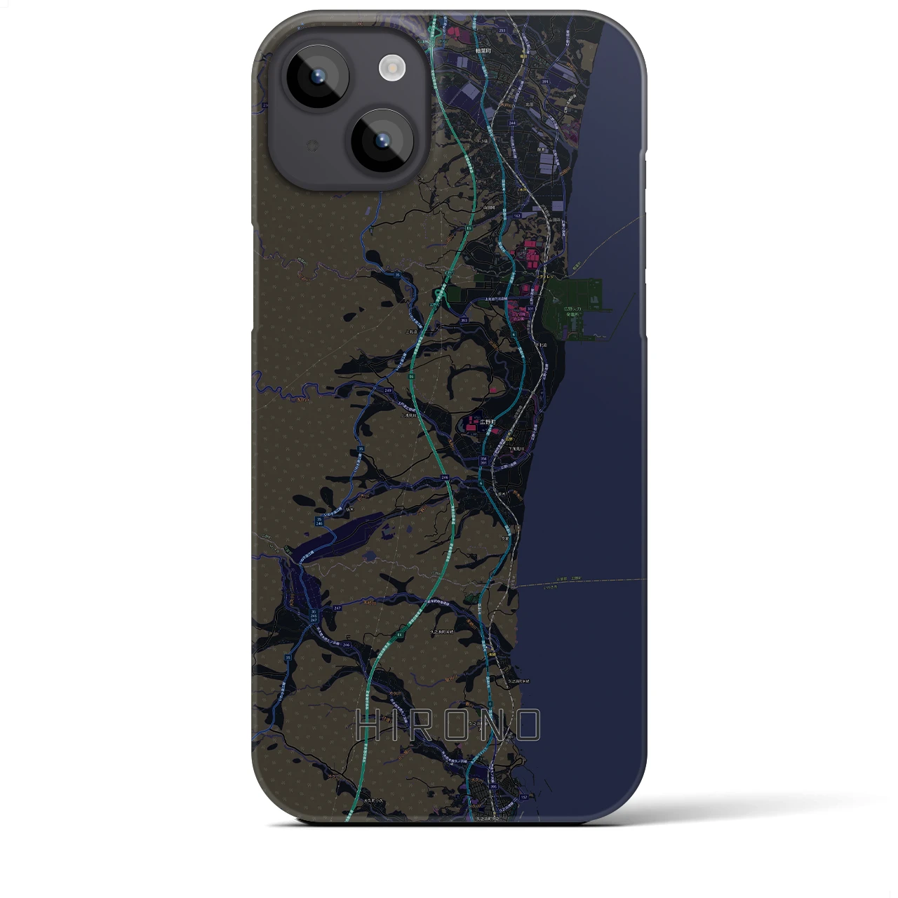 【広野(福島県)】地図柄iPhoneケース(バックカバータイプ)