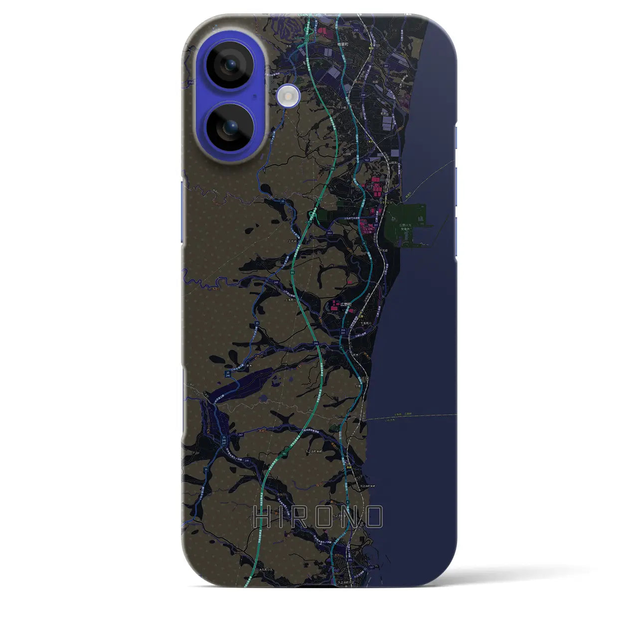 【広野(福島県)】地図柄iPhoneケース(バックカバータイプ)