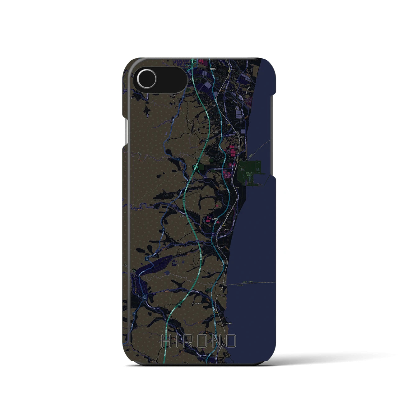 【広野(福島県)】地図柄iPhoneケース(バックカバータイプ)