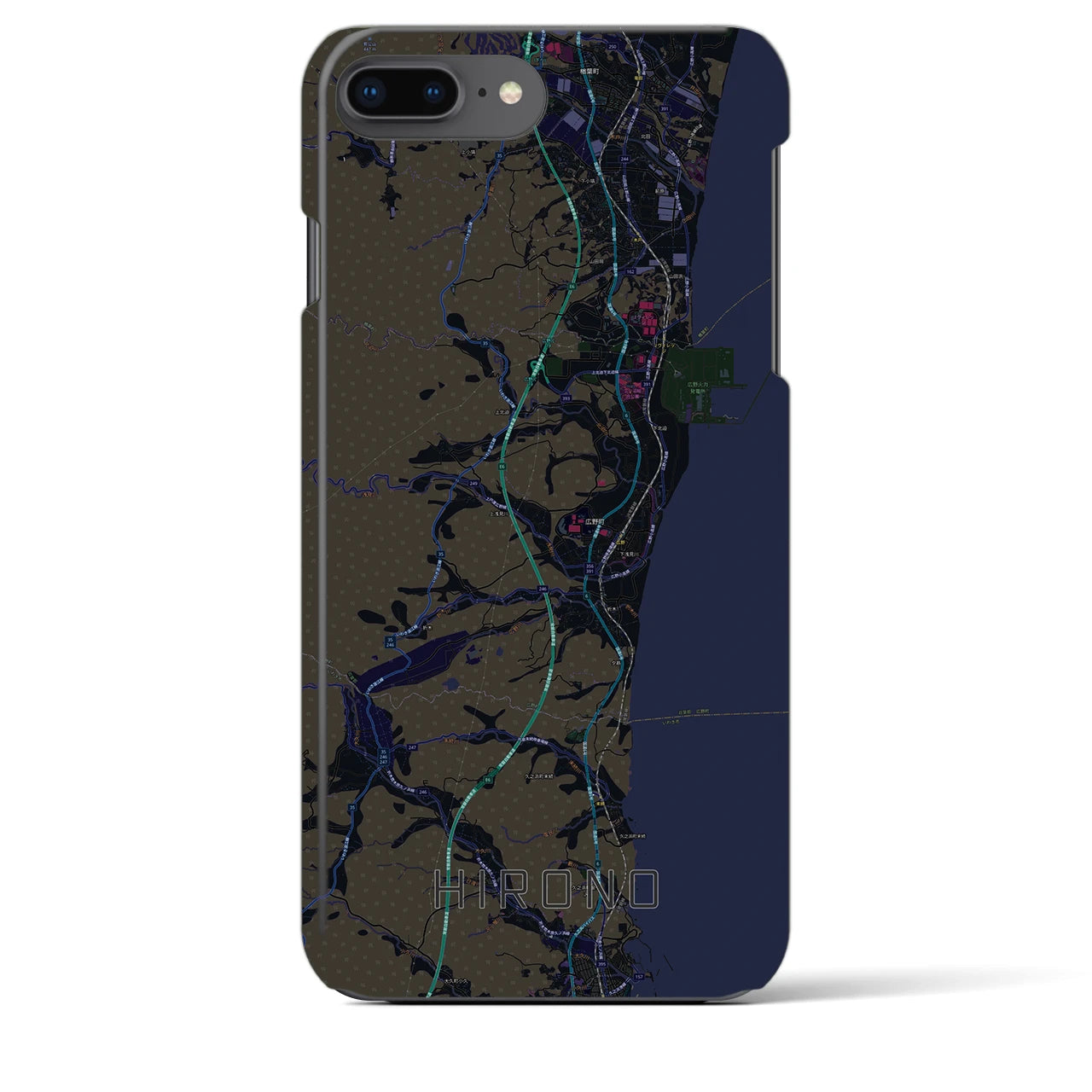 【広野(福島県)】地図柄iPhoneケース(バックカバータイプ)