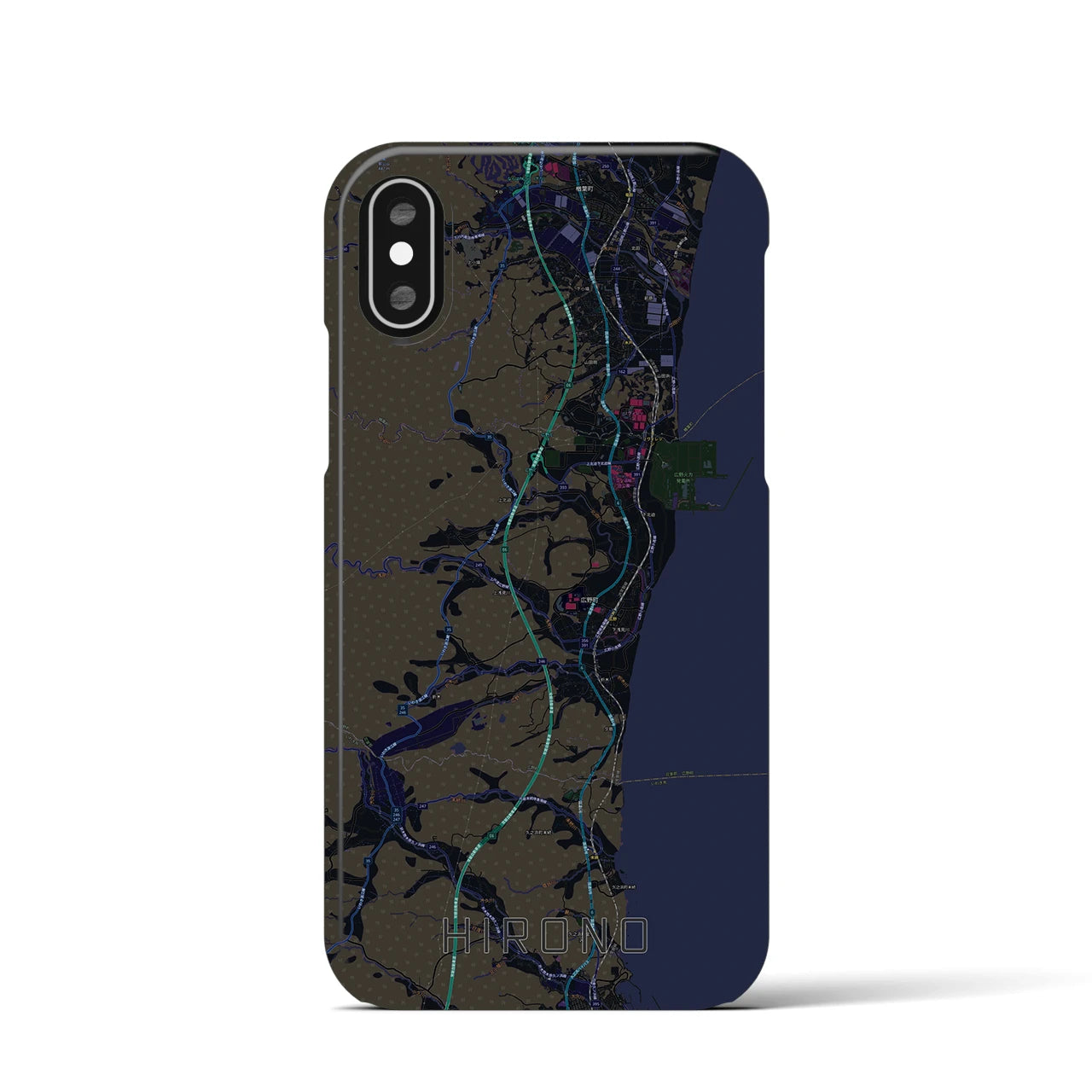 【広野(福島県)】地図柄iPhoneケース(バックカバータイプ)