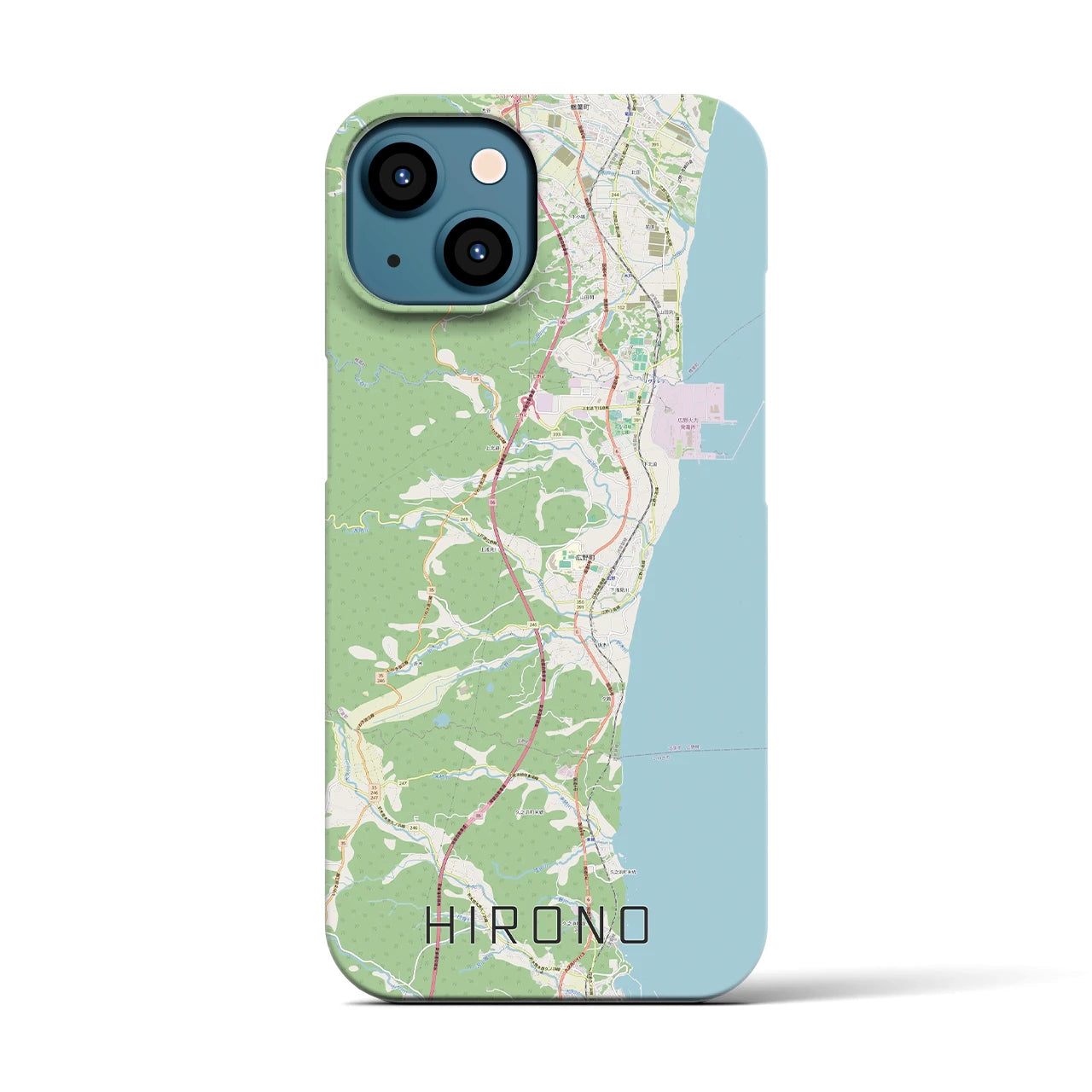 【広野(福島県)】地図柄iPhoneケース(バックカバータイプ)