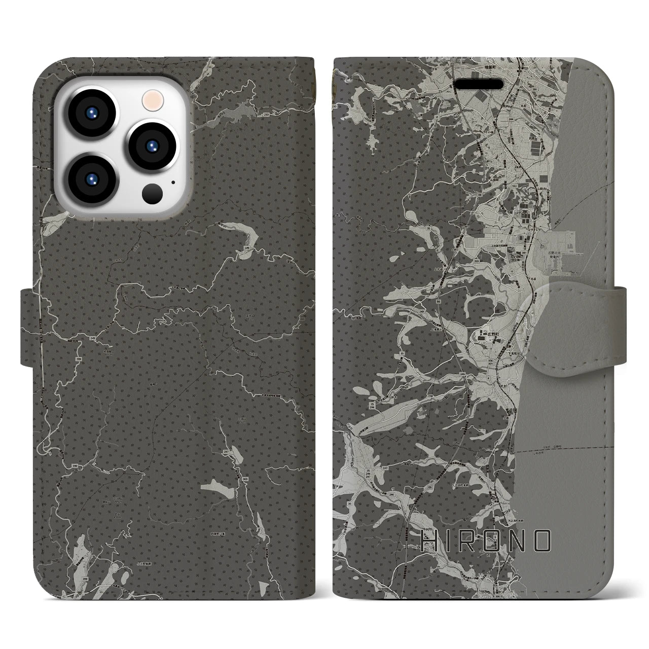 【広野(福島県)】地図柄iPhoneケース(手帳タイプ)