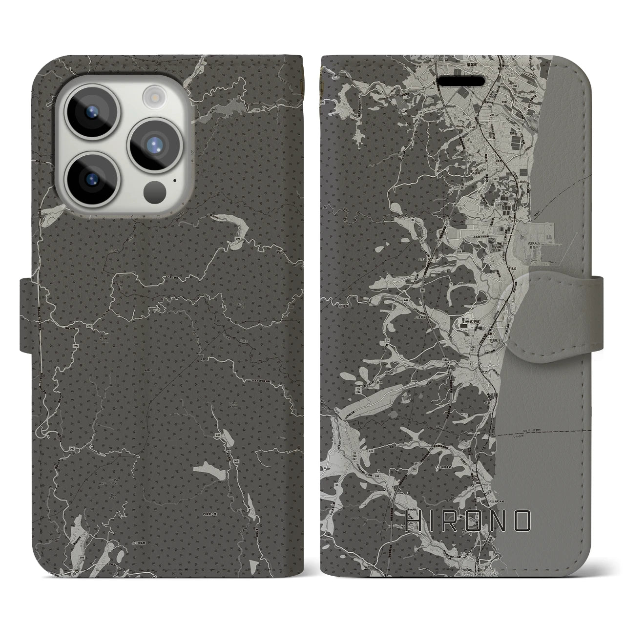 【広野(福島県)】地図柄iPhoneケース(手帳タイプ)