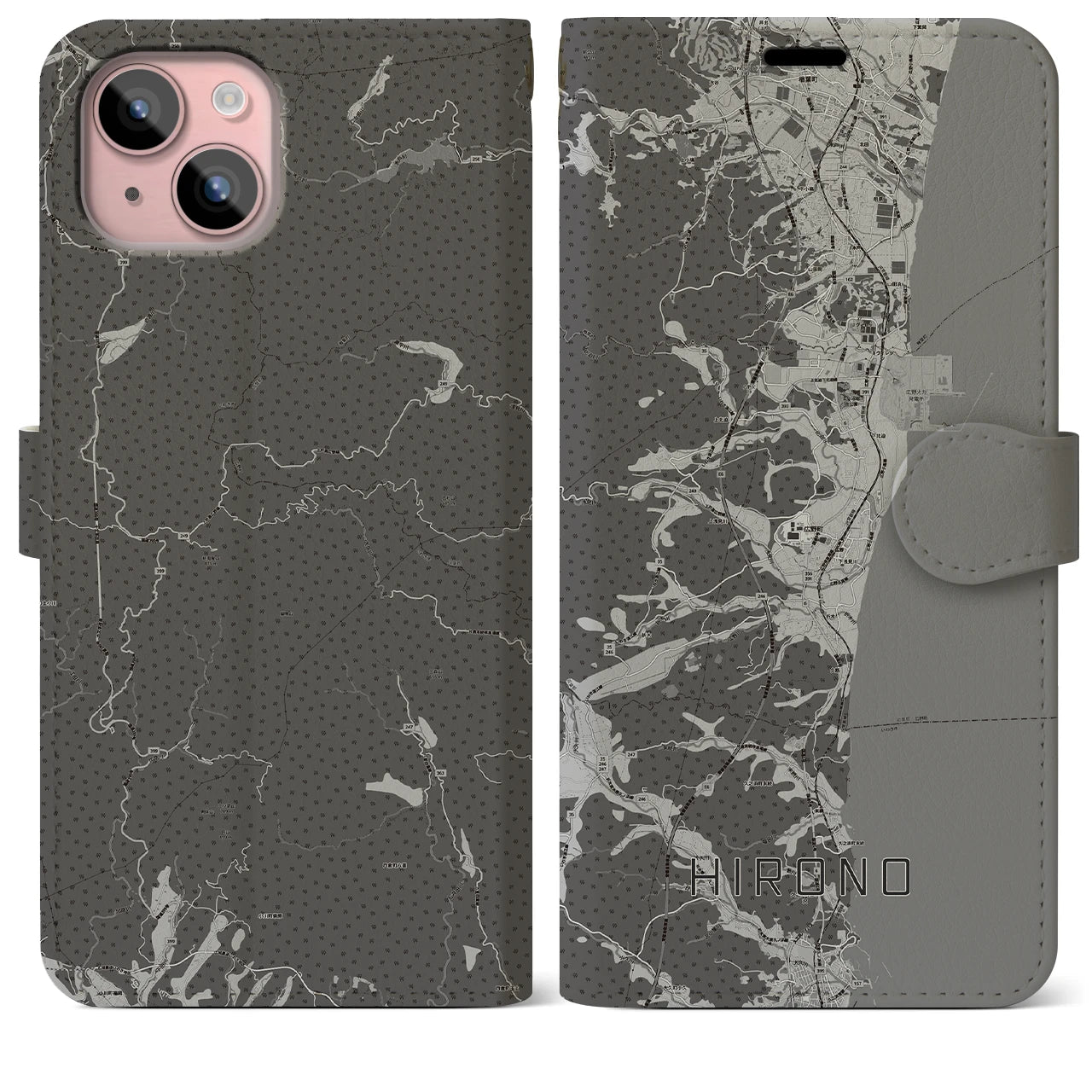 【広野(福島県)】地図柄iPhoneケース(手帳タイプ)