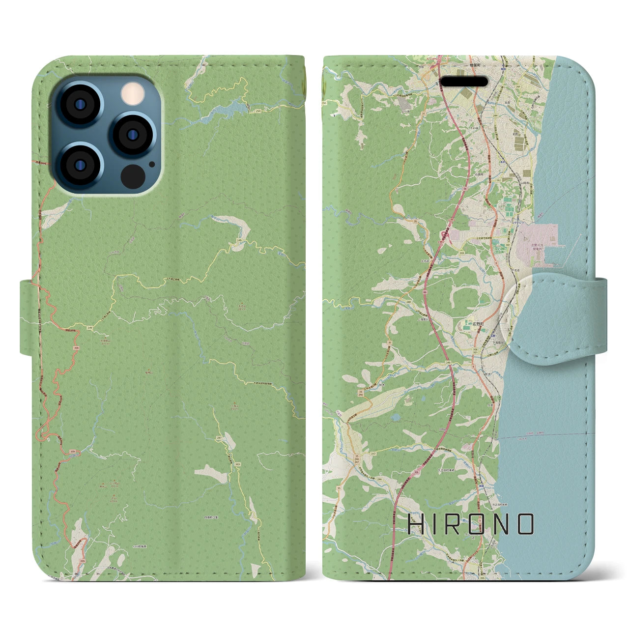 【広野(福島県)】地図柄iPhoneケース(手帳タイプ)