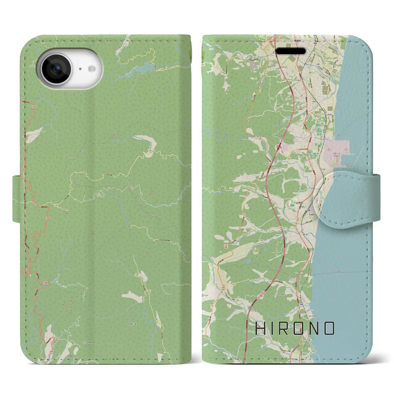 【広野(福島県)】地図柄iPhoneケース(手帳タイプ)