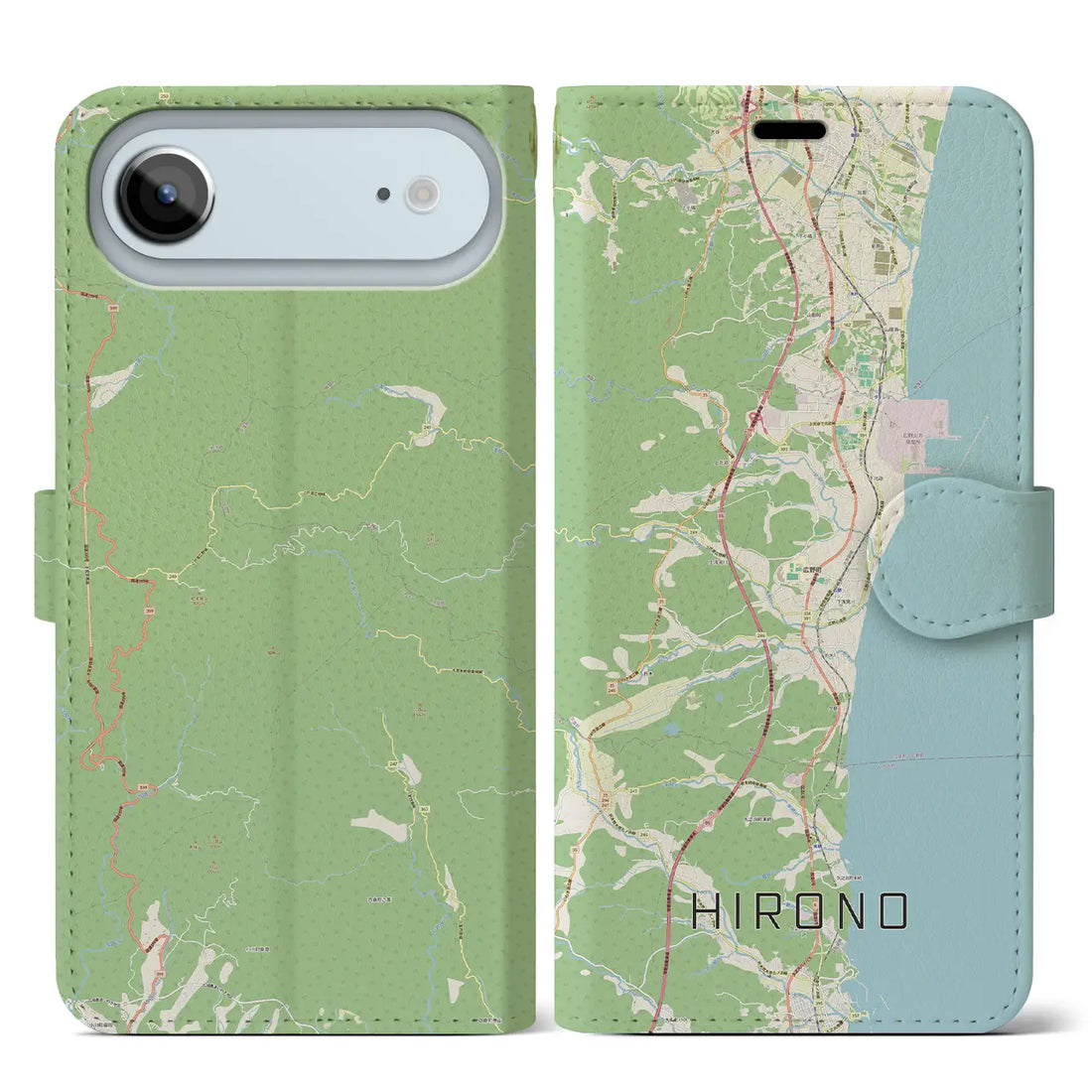 【広野(福島県)】地図柄iPhoneケース(手帳タイプ)ナチュラル・iPhone 17 Pro Max 用