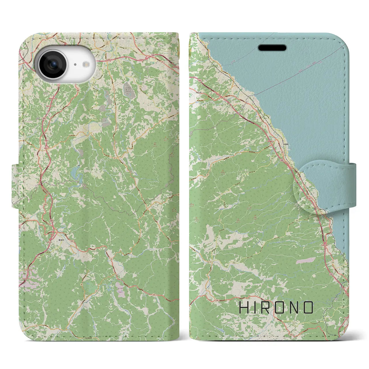 【洋野(岩手県)】地図柄iPhoneケース(手帳タイプ)