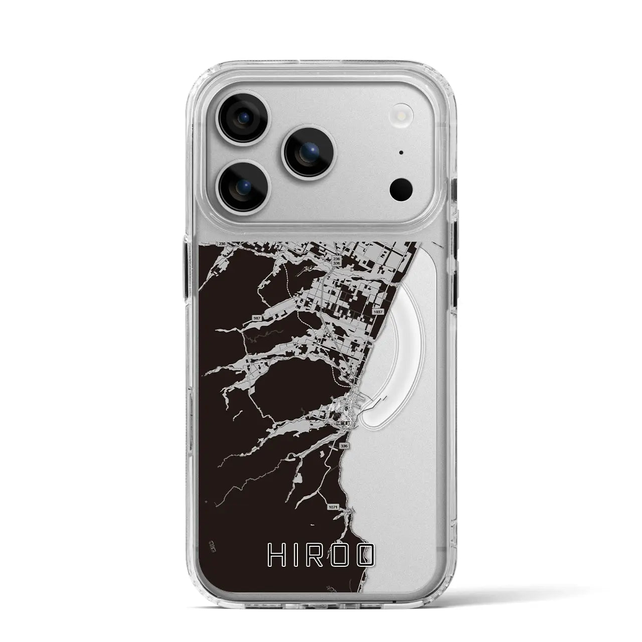 【広尾(北海道)】地図柄iPhoneケース(MagSafeタイプ)モノトーン・iPhone 17 Pro Max 用